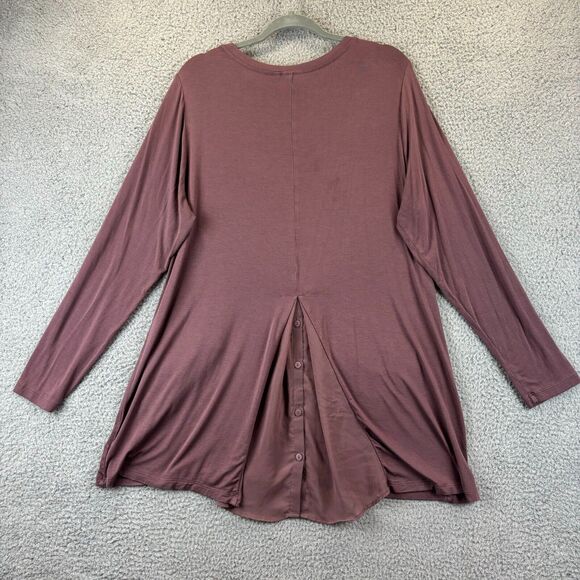 LOGO Lori Goldstein Tunic XL Lagenlook Chiffon Flowy Soft Comfort Pockets Purple - Picture 8 of 10